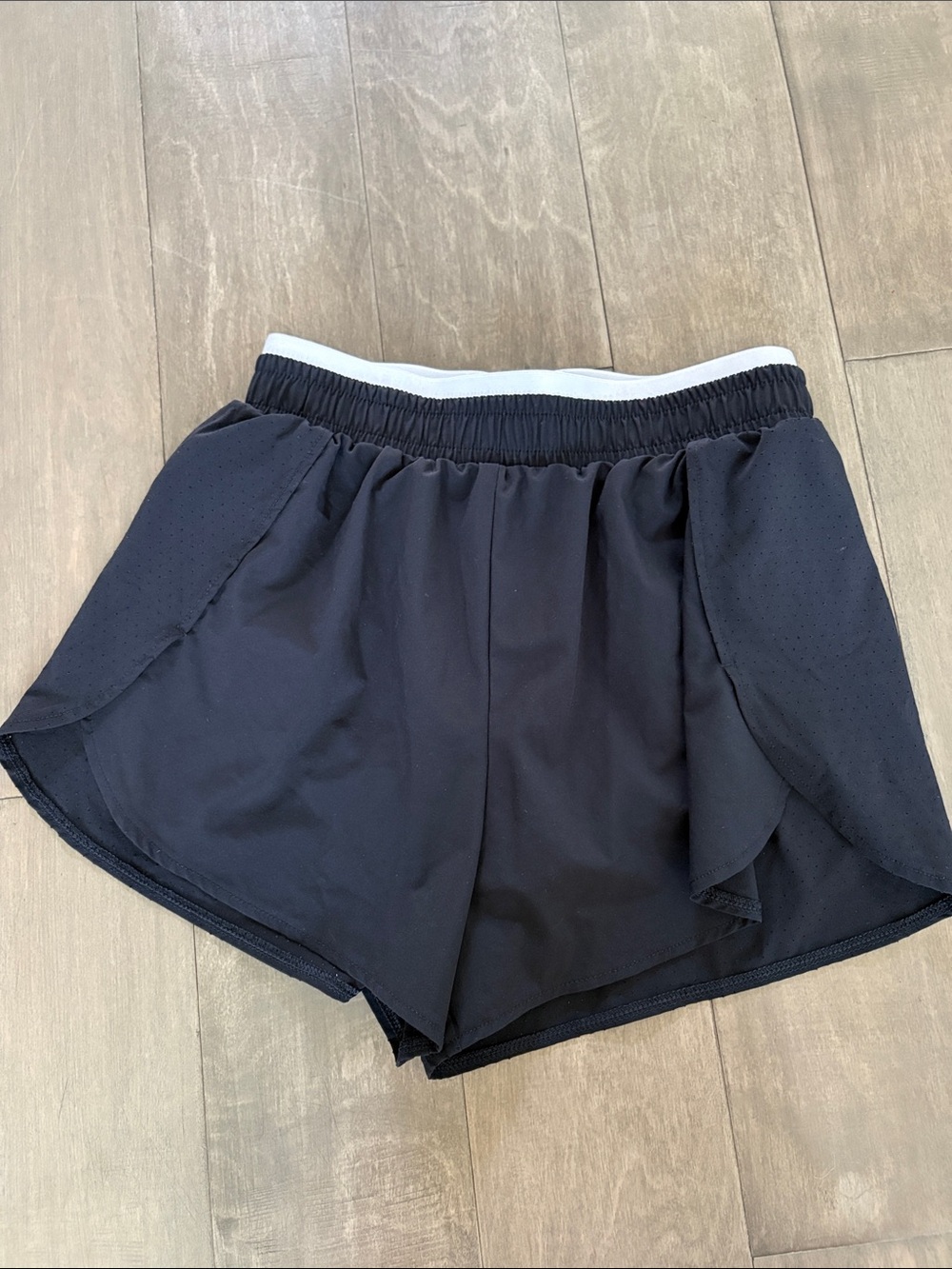 all in motion Black Athletic Shorts with White Waistband